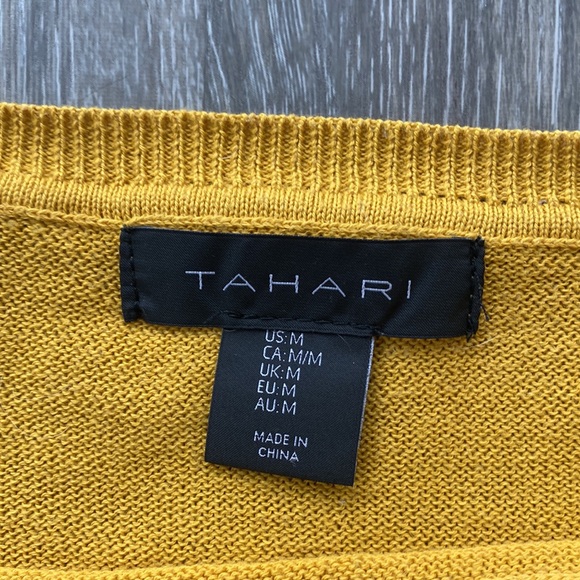 Tahari Mustard Sweater with Button Detailing - Picture 2 of 7
